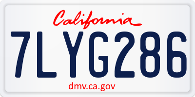 CA license plate 7LYG286