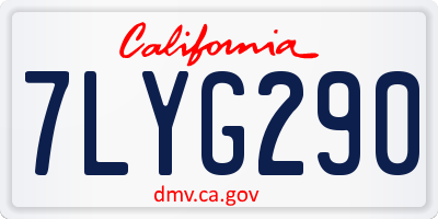CA license plate 7LYG290