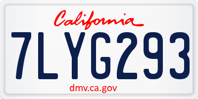 CA license plate 7LYG293