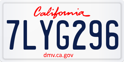 CA license plate 7LYG296
