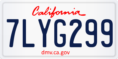 CA license plate 7LYG299