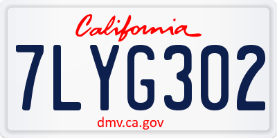 CA license plate 7LYG302