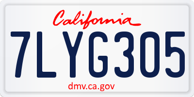 CA license plate 7LYG305
