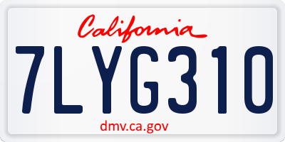 CA license plate 7LYG310