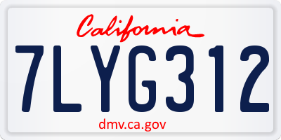 CA license plate 7LYG312
