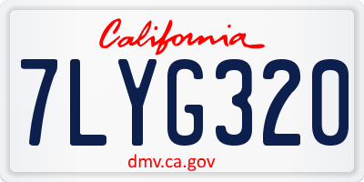 CA license plate 7LYG320