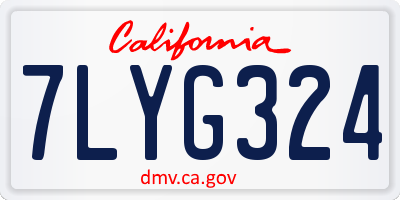 CA license plate 7LYG324
