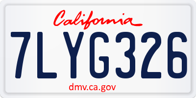 CA license plate 7LYG326