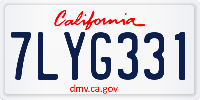 CA license plate 7LYG331