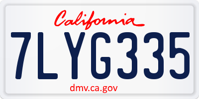 CA license plate 7LYG335