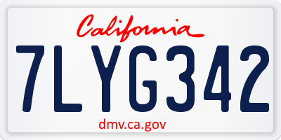 CA license plate 7LYG342