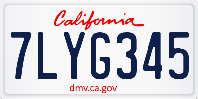 CA license plate 7LYG345