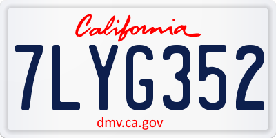 CA license plate 7LYG352