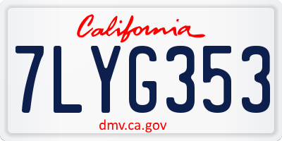 CA license plate 7LYG353