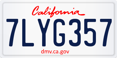 CA license plate 7LYG357