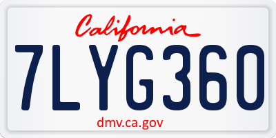 CA license plate 7LYG360