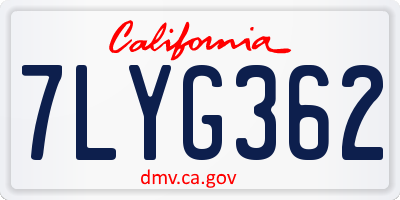 CA license plate 7LYG362