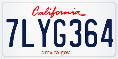 CA license plate 7LYG364
