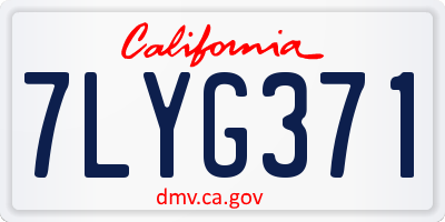 CA license plate 7LYG371