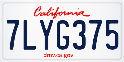 CA license plate 7LYG375