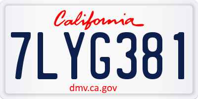 CA license plate 7LYG381