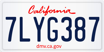 CA license plate 7LYG387