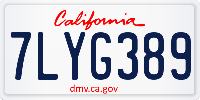 CA license plate 7LYG389