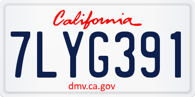 CA license plate 7LYG391
