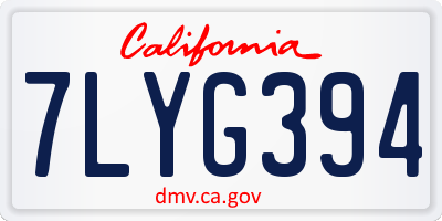 CA license plate 7LYG394