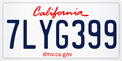 CA license plate 7LYG399