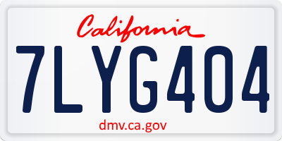 CA license plate 7LYG404