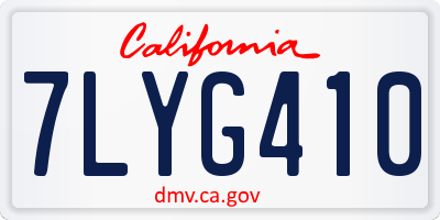 CA license plate 7LYG410