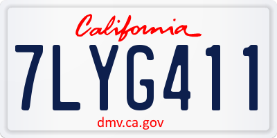 CA license plate 7LYG411