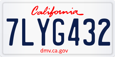 CA license plate 7LYG432