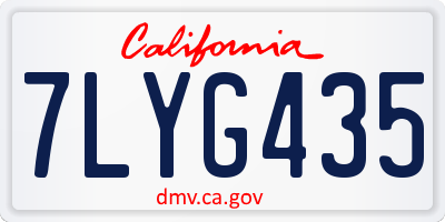 CA license plate 7LYG435