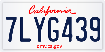 CA license plate 7LYG439