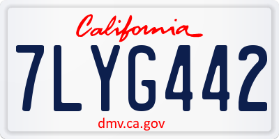 CA license plate 7LYG442