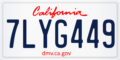 CA license plate 7LYG449