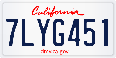 CA license plate 7LYG451