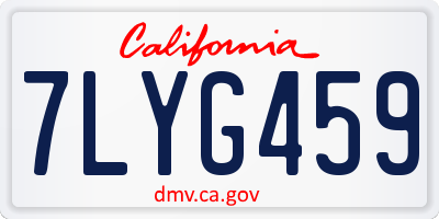 CA license plate 7LYG459