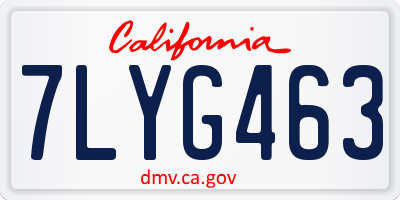CA license plate 7LYG463