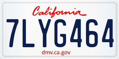 CA license plate 7LYG464