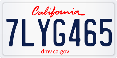 CA license plate 7LYG465