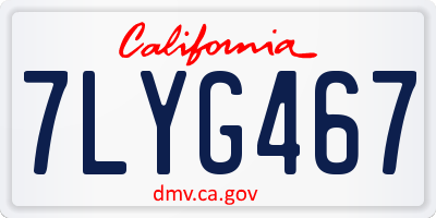CA license plate 7LYG467