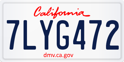 CA license plate 7LYG472