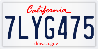CA license plate 7LYG475