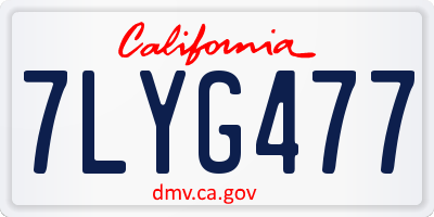 CA license plate 7LYG477
