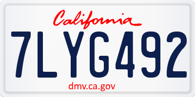 CA license plate 7LYG492