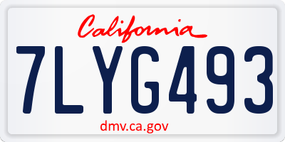 CA license plate 7LYG493