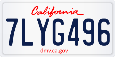 CA license plate 7LYG496